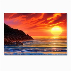 Reflecting Sunset Over Beach Postcard 4 x 6  (pkg Of 10) by GardenOfOphir
