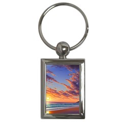 Summer Sunset Over Beach Key Chain (rectangle) by GardenOfOphir