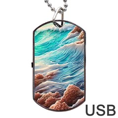 Waves Of The Ocean Dog Tag Usb Flash (one Side) by GardenOfOphir