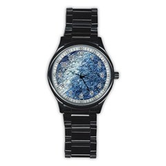 Waves Of The Ocean Stainless Steel Round Watch by GardenOfOphir