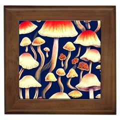 Natural Mushroom Fairy Garden Framed Tile by GardenOfOphir