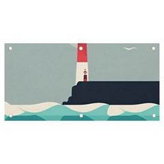 Lighthouse Ocean Nautical Sea Minimal Minimalist Banner And Sign 6  X 3  by Pakemis