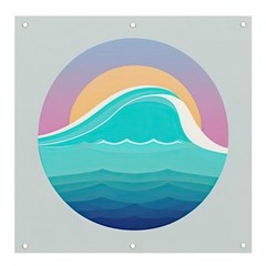 Tsunami Tidal Wave Wave Minimalist Ocean Sea Banner And Sign 4  X 4  by Pakemis