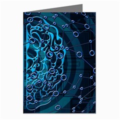 Artificial Intelligence Network Blue Art Greeting Cards (pkg Of 8) by Semog4