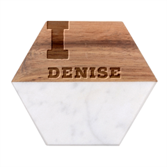I Love Denise Marble Wood Coaster (hexagon)  by ilovewhateva