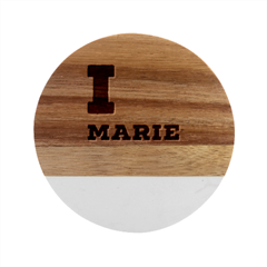 I Love Marie Marble Wood Coaster (round) by ilovewhateva