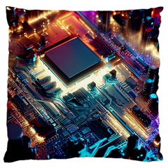 Ai Generated Motherboard City Technology Tech Cpu Standard Premium Plush Fleece Cushion Case (two Sides) by Jancukart