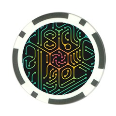 Circuit Hexagonal Geometric Pattern Background Pattern Poker Chip Card Guard by Jancukart