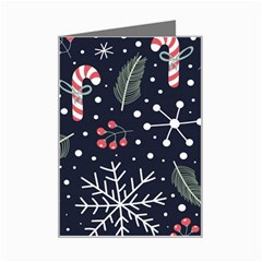 Holiday Seamless Pattern With Christmas Candies Snoflakes Fir Branches Berries Mini Greeting Card by Semog4