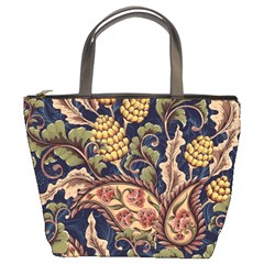 Leaves Flowers Background Texture Paisley Bucket Bag by Salman4z