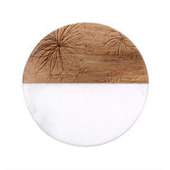 Dandelion Flower Background Nature Flora Drawing Classic Marble Wood Coaster (round)  by Uceng