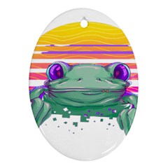 Frog Animal Sun Amphibian Figure Digital Art Oval Ornament (two Sides) by Wegoenart