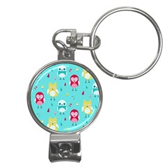 Owls Owl Bird Cute Animal Art Vector  Pattern Colorful Nail Clippers Key Chain by Salman4z