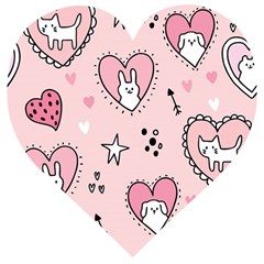 Cartoon Cute Valentines Day Doodle Heart Love Flower Seamless Pattern Vector Wooden Puzzle Heart by Salman4z