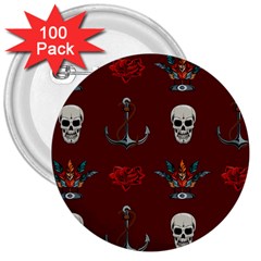 Tattoo-old-school-background-pattern 3  Buttons (100 Pack)  by Salman4z