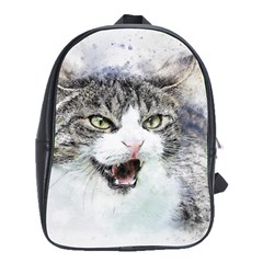 Cat Pet Art Abstract Watercolor School Bag (large) by Jancukart