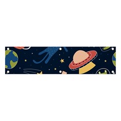 Seamless-pattern-with-funny-aliens-cat-galaxy Banner And Sign 4  X 1  by Salman4z