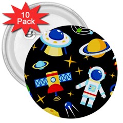 Space Seamless Pattern 3  Buttons (10 Pack)  by Salman4z