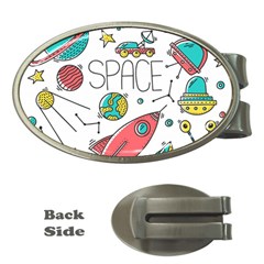 Space-cosmos-seamless-pattern-seamless-pattern-doodle-style Money Clips (oval)  by Salman4z