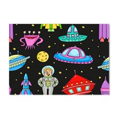 Seamless-pattern-with-space-objects-ufo-rockets-aliens-hand-drawn-elements-space Crystal Sticker (a4) by Salman4z