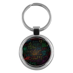 Mathematical-colorful-formulas-drawn-by-hand-black-chalkboard Key Chain (round) by Salman4z