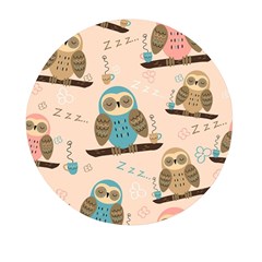 Seamless-pattern-owls-dream-cute-style-pajama-fabric Mini Round Pill Box by Salman4z