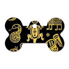 Mexican-culture-golden-tribal-icons Dog Tag Bone (one Side) by Salman4z