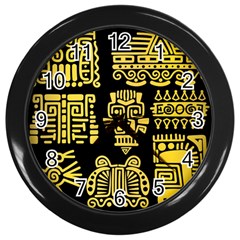 American-golden-ancient-totems Wall Clock (black) by Salman4z