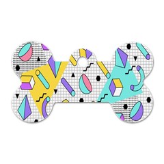 Tridimensional-pastel-shapes-background-memphis-style Dog Tag Bone (one Side) by Salman4z