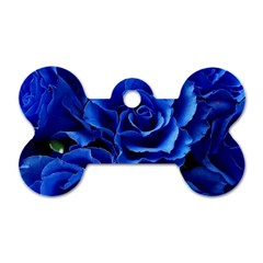 Blue Roses Flowers Plant Romance Blossom Bloom Nature Flora Petals Dog Tag Bone (one Side) by pakminggu