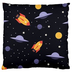 Cosmos Rockets Spaceships Ufos Large Cushion Case (two Sides) by pakminggu