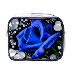 Blue Rose Roses Bloom Blossom Mini Toiletries Bag (one Side) by pakminggu