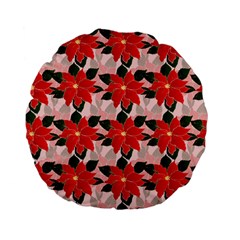 Poinsettia Pattern Seamless Pattern Christmas Xmas Standard 15  Premium Flano Round Cushions by pakminggu