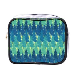 Christmas Trees Pattern Digital Paper Seamless Mini Toiletries Bag (one Side) by pakminggu