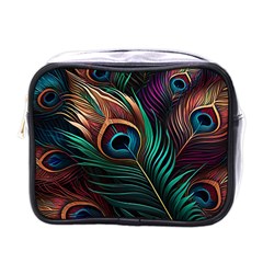 Peacock Feathers Nature Feather Pattern Mini Toiletries Bag (one Side) by pakminggu