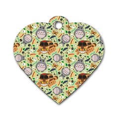 My Neighbor Totoro Pattern Dog Tag Heart (two Sides) by Mog4mog4