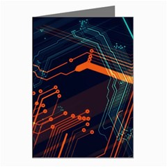 Abstract Colorful Circuit Greeting Cards (pkg Of 8) by Bakwanart
