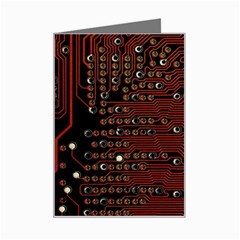 Red Computer Circuit Board Mini Greeting Card by Bakwanart