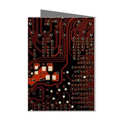 Red Computer Circuit Board Mini Greeting Cards (pkg Of 8) by Bakwanart