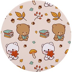 Bear Cartoon Background Pattern Seamless Animal Uv Print Round Tile Coaster by 99art