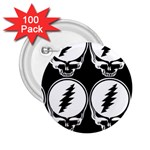 Black And White Deadhead Grateful Dead Steal Your Face Pattern 2.25  Buttons (100 pack)  Front