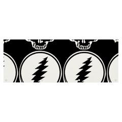 Black And White Deadhead Grateful Dead Steal Your Face Pattern Banner And Sign 8  X 3  by 99art