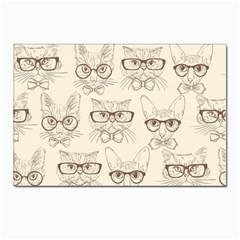 Seamless Pattern Hand Drawn-cats-with Hipster Accessories Postcard 4 x 6  (pkg Of 10) by Vaneshart