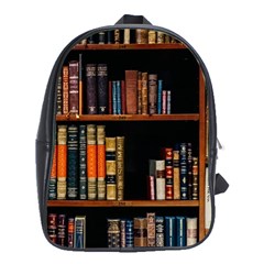 Assorted Title Of Books Piled In The Shelves Assorted Book Lot Inside The Wooden Shelf School Bag (xl) by 99art