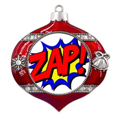 Zap Comic Book Fight Metal Snowflake And Bell Red Ornament by 99art