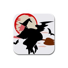 Bat Broom Broomstick Rubber Square Coaster (4 Pack) by 99art