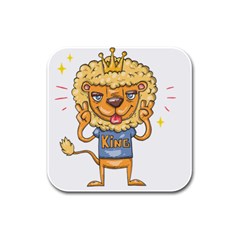 Animation-lion-animals-king-cool Rubber Square Coaster (4 Pack) by 99art