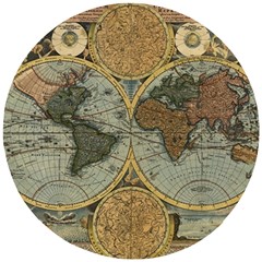 Vintage World Map Travel Geography Wooden Puzzle Round by B30l