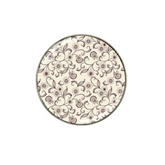 White And Brown Floral Wallpaper Flowers Background Pattern Hat Clip Ball Marker by B30l