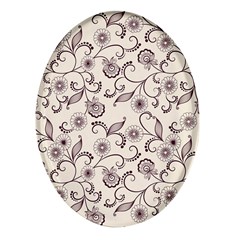 White And Brown Floral Wallpaper Flowers Background Pattern Oval Glass Fridge Magnet (4 Pack) by B30l